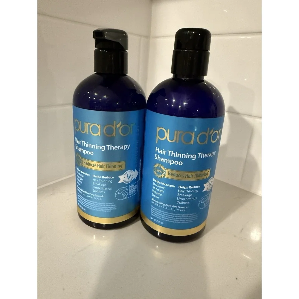 2x PURA D'OR Dor Hair Thinning‎ Therapy Shampoo Original Blue Label Shampoo 16oz